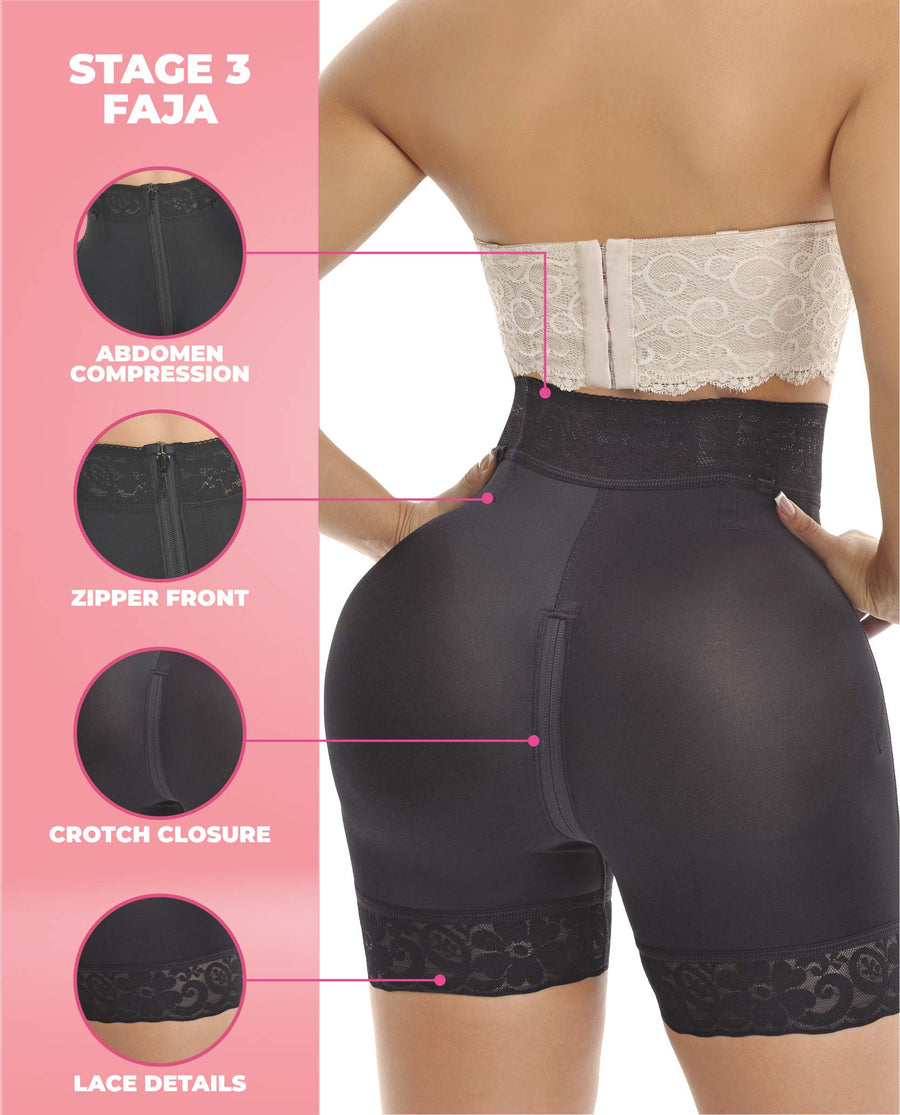 Sofisticada 1520 Invisible Luxury Lace Mid-Waist short with zipper Faja Colombian stage 3 – view 4