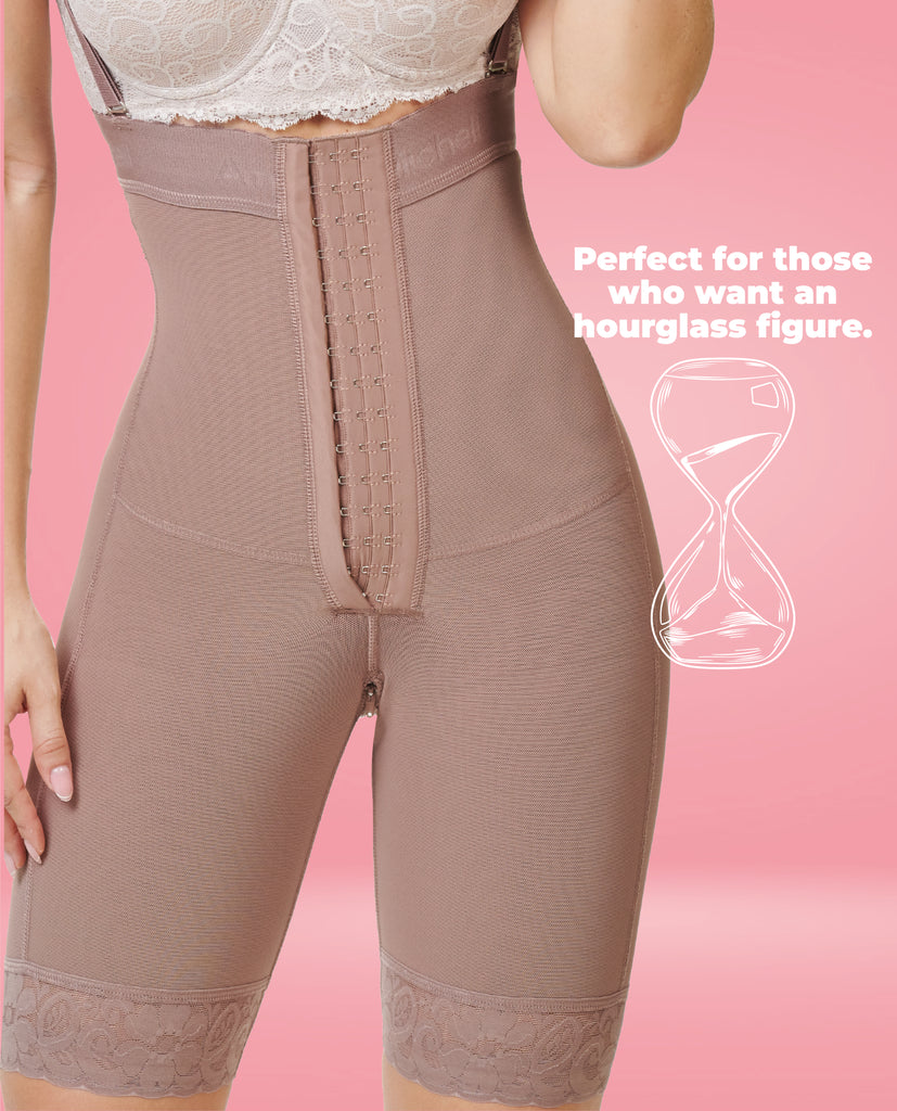 Vanessa mid-thigh Strapless body shaper with crotch zipper