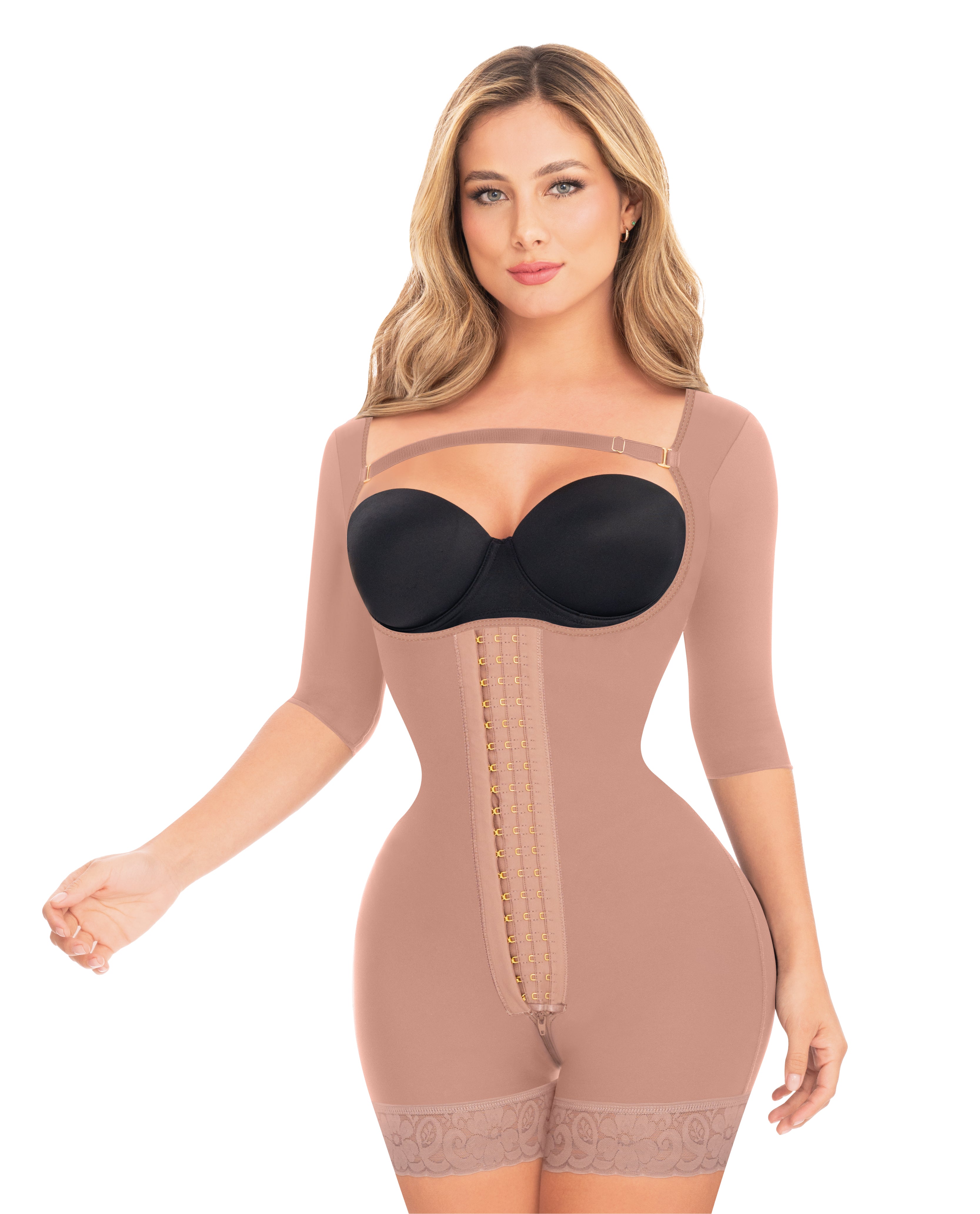 Ref. 8214 Stage 5 Full Body Shapewear for Women, High Compression Bodysuit with Long Sleeves & Open Bust