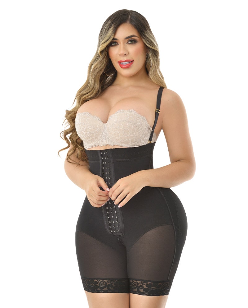 Hourglass figure with a small waist and two sizes larger in the hips. Half Leg