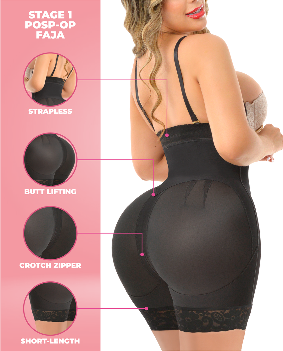 Maya stage 4 BBL Maintenance & Lifestyle Colombian Faja 3 hooks no bra short leg shapewear  Bootylove ™ – view 4