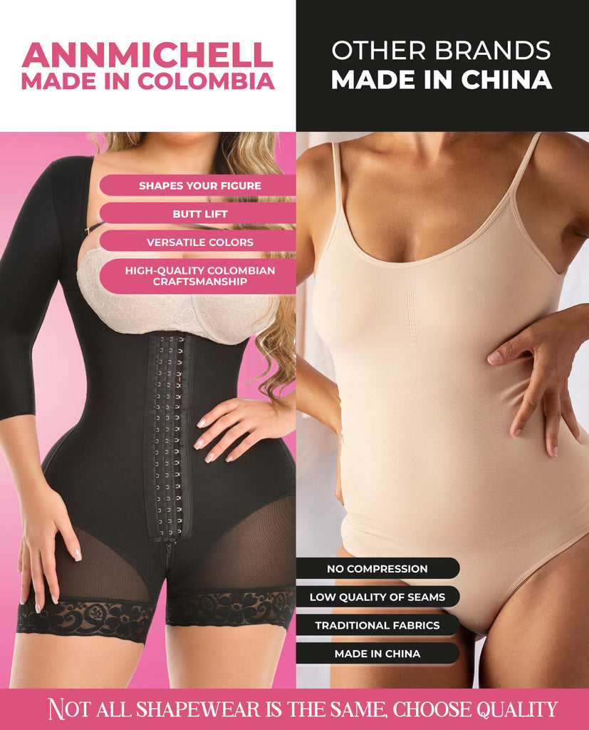 Nia Stage 4 Hourglass Faja Colombian Post Surgery With Sleeves Short Leg No Bra Bootylove